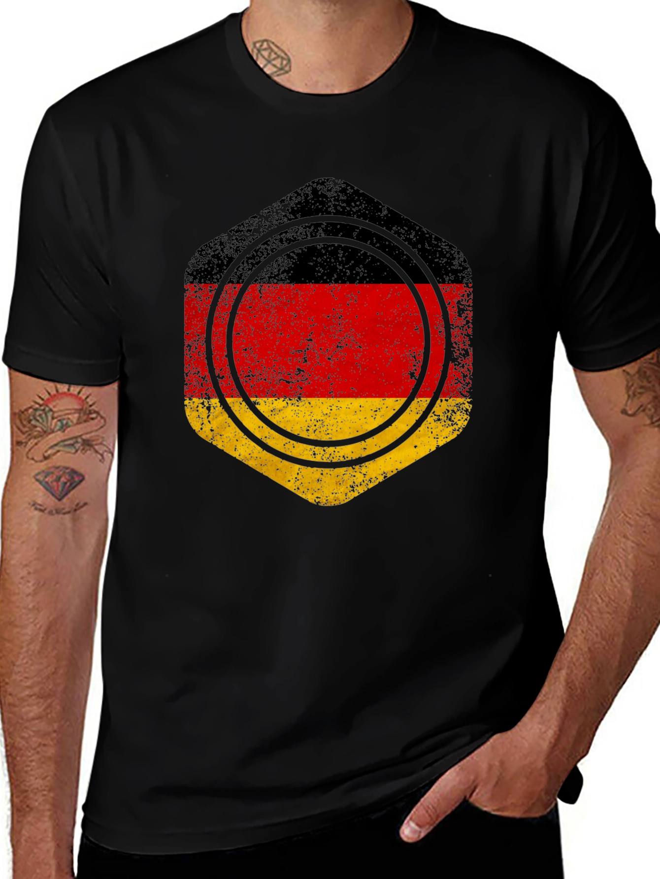 Germany Flag Graphic Tee - Black Cotton Casual Shirt