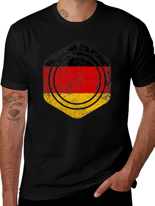 Germany Flag Graphic Tee - Black Cotton Casual Shirt