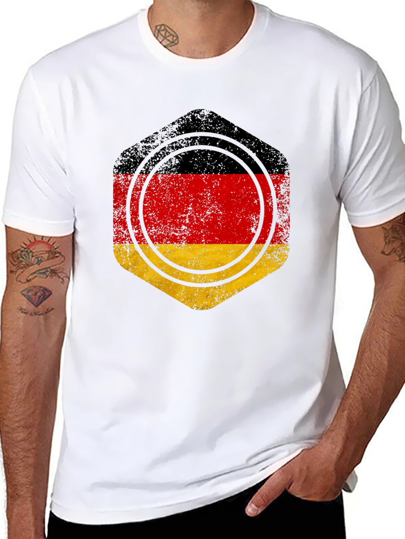 Germany Flag Graphic Tee - Black Cotton Casual Shirt
