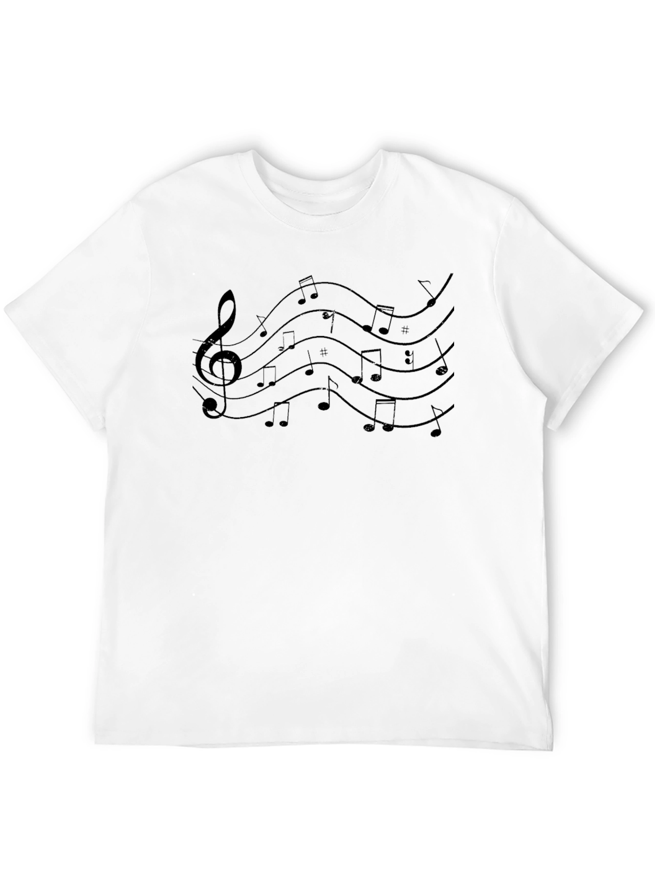 Music Notes Graphic Tee - Casual Black T-Shirt