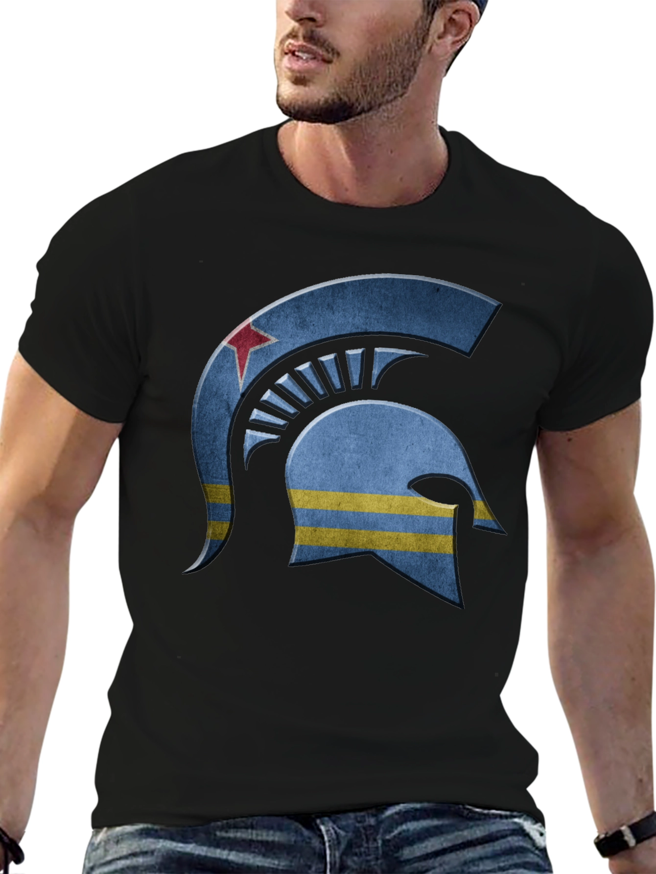 Aruba Spartan Helmet T-Shirt - Stylish & Unique Design