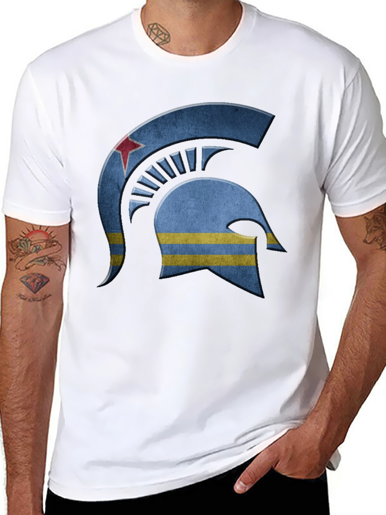 Aruba Spartan Helmet T-Shirt - Stylish & Unique Design