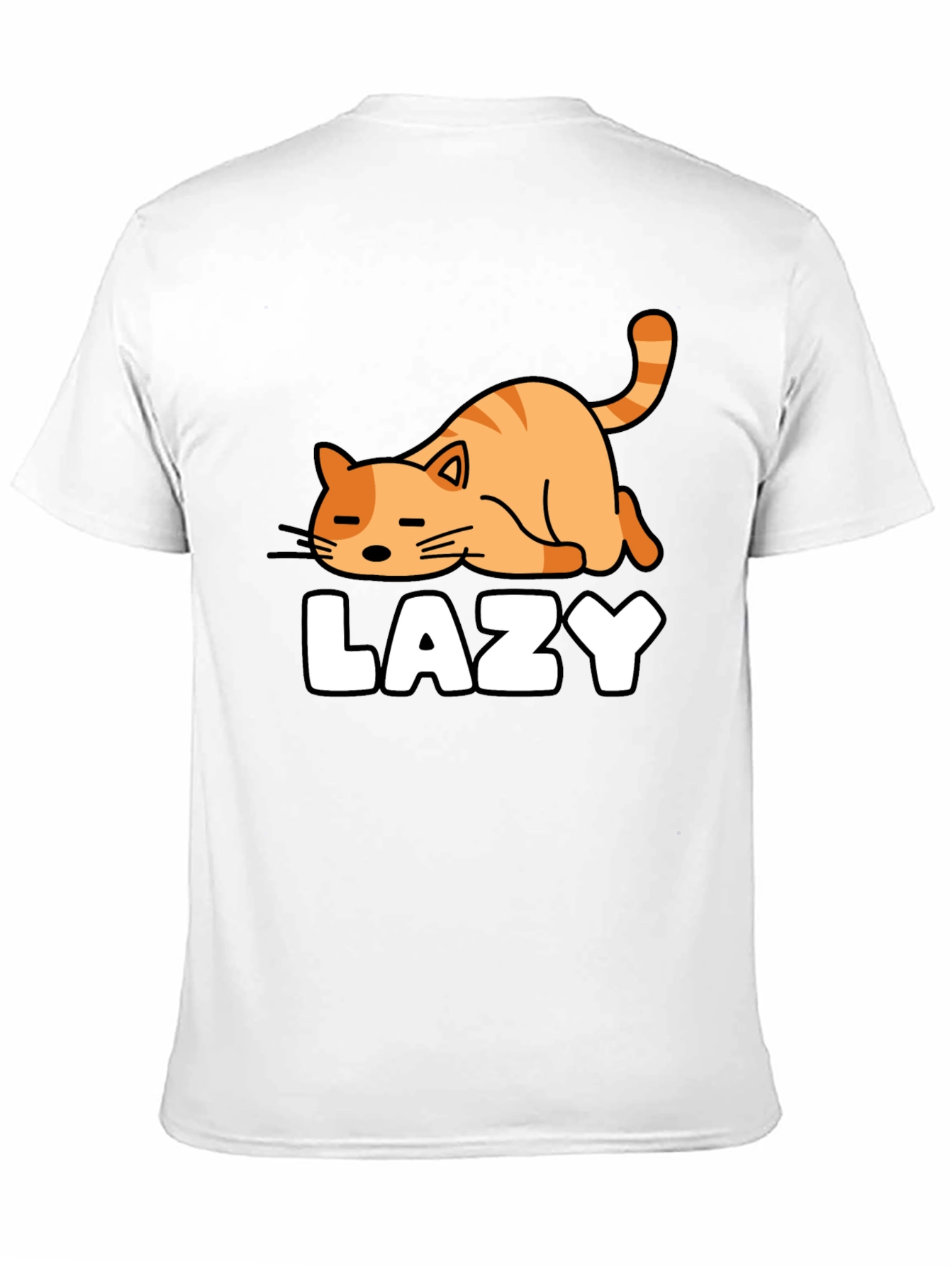 Lazy Cat Graphic Tee - Black Cotton T-Shirt