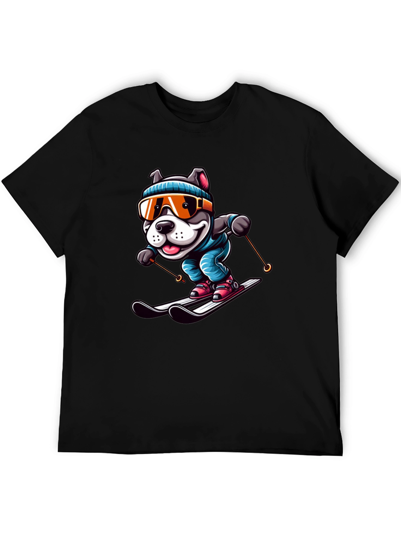 Dog Skiing Graphic Tee - Unisex Cotton T-Shirt