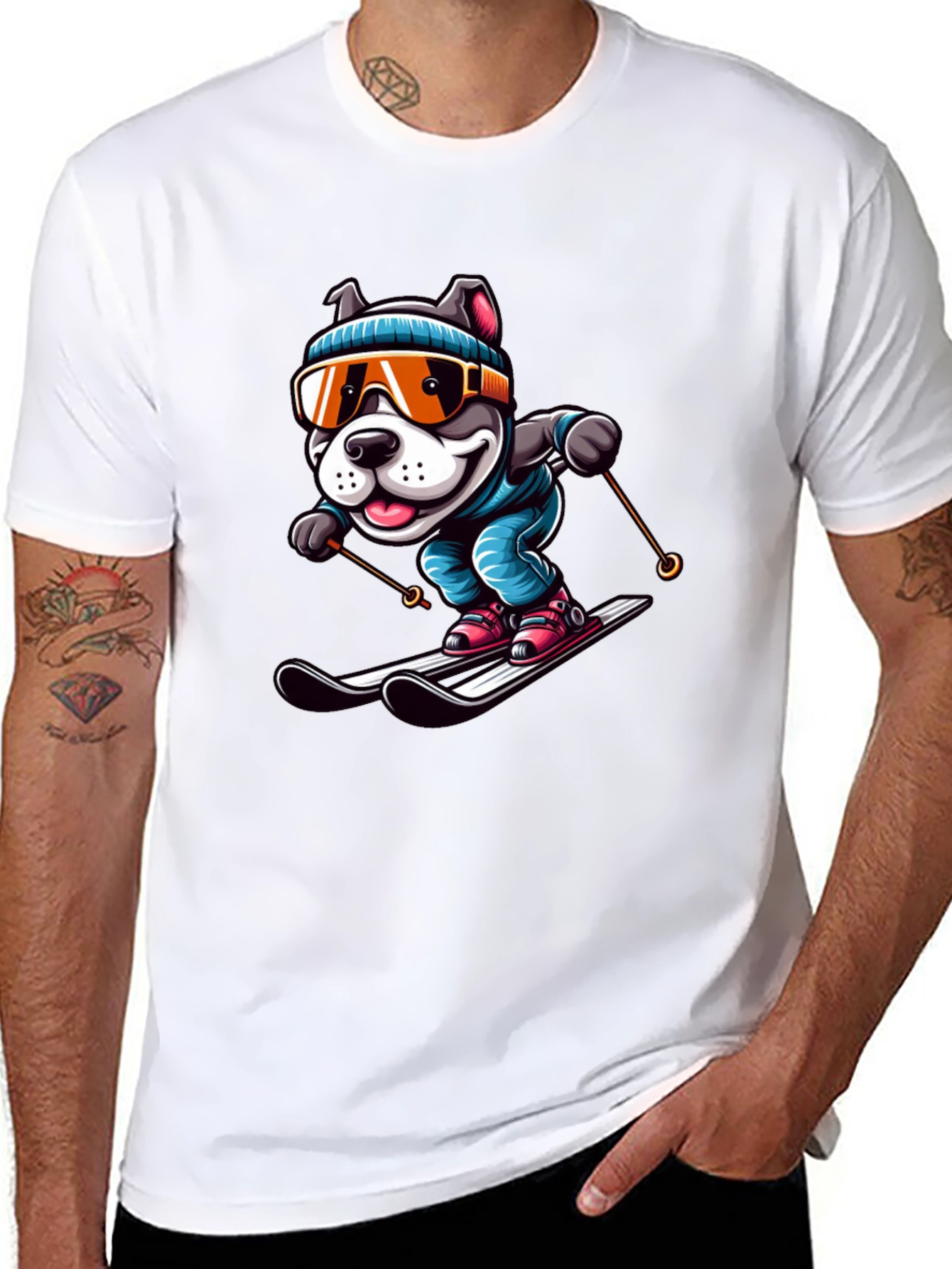 Dog Skiing Graphic Tee - Unisex Cotton T-Shirt