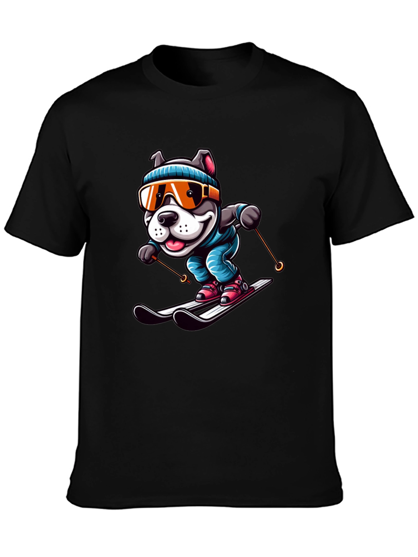 Dog Skiing Graphic Tee - Unisex Cotton T-Shirt