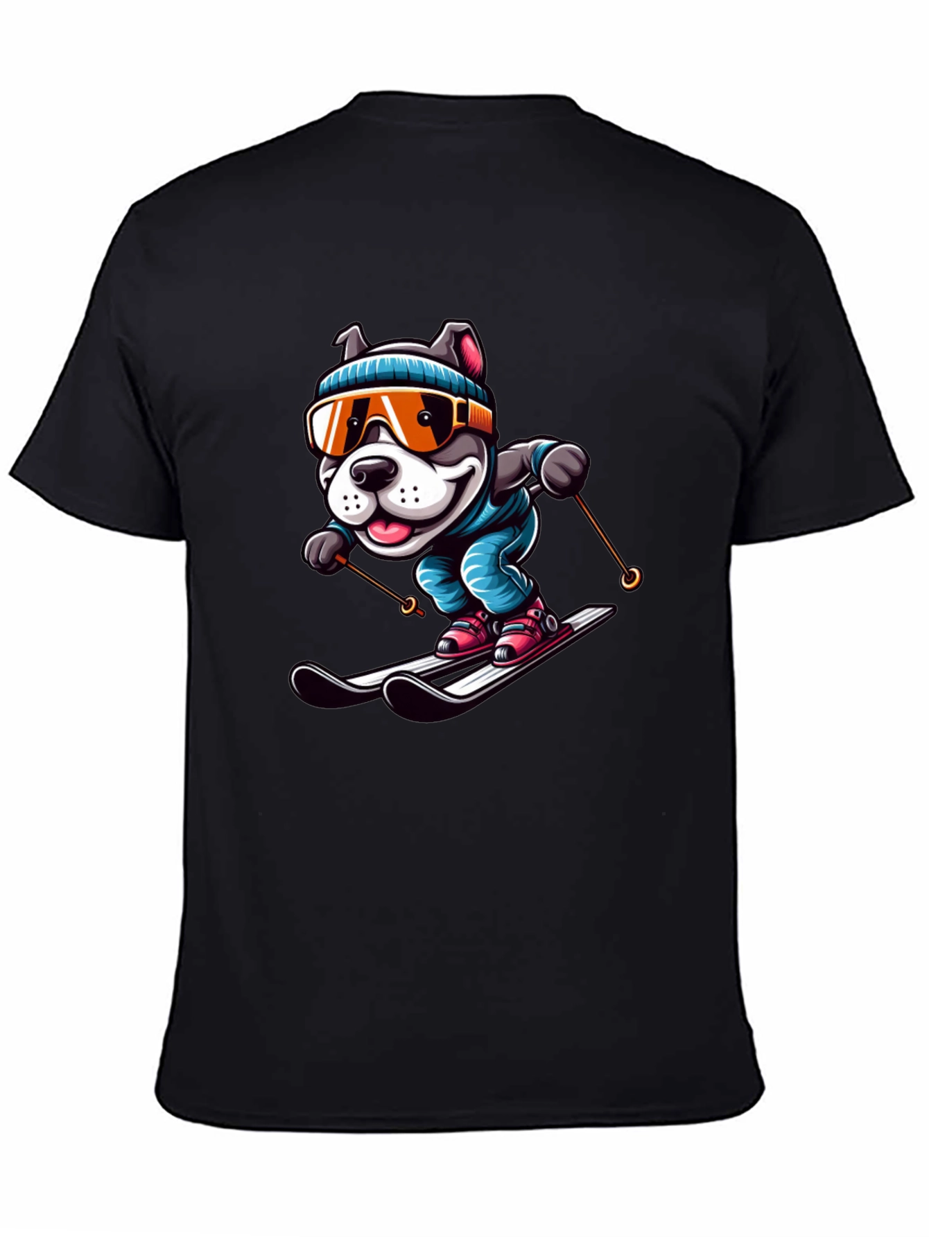 Dog Skiing Graphic Tee - Unisex Cotton T-Shirt