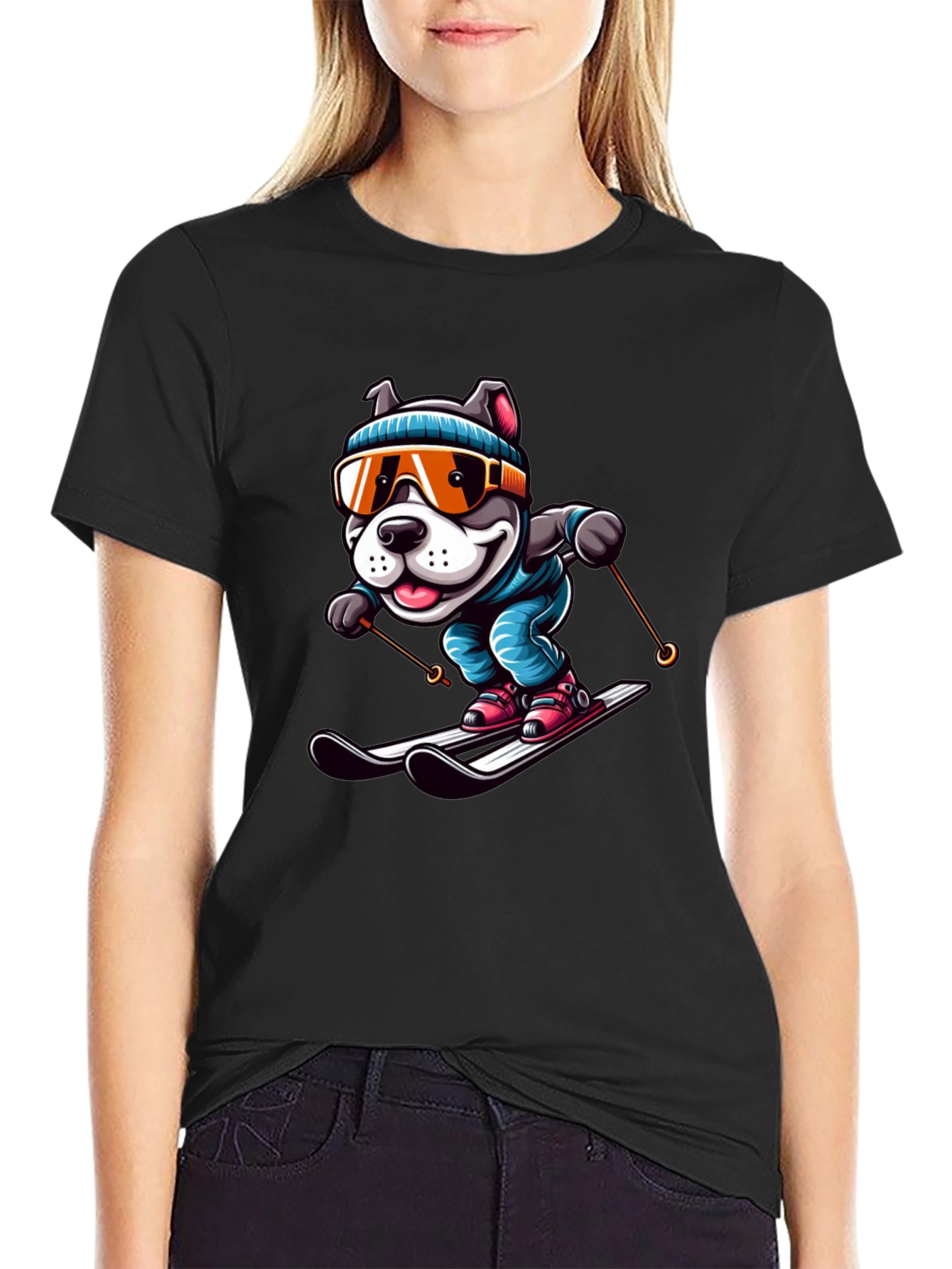 Dog Skiing Graphic Tee - Unisex Cotton T-Shirt