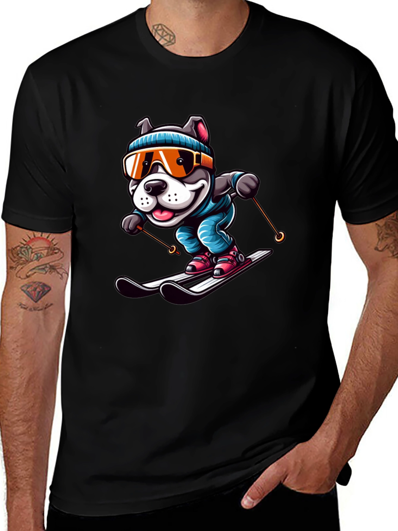 Dog Skiing Graphic Tee - Unisex Cotton T-Shirt