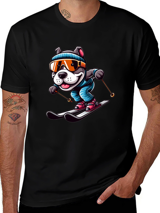 Dog Skiing Graphic Tee - Unisex Cotton T-Shirt