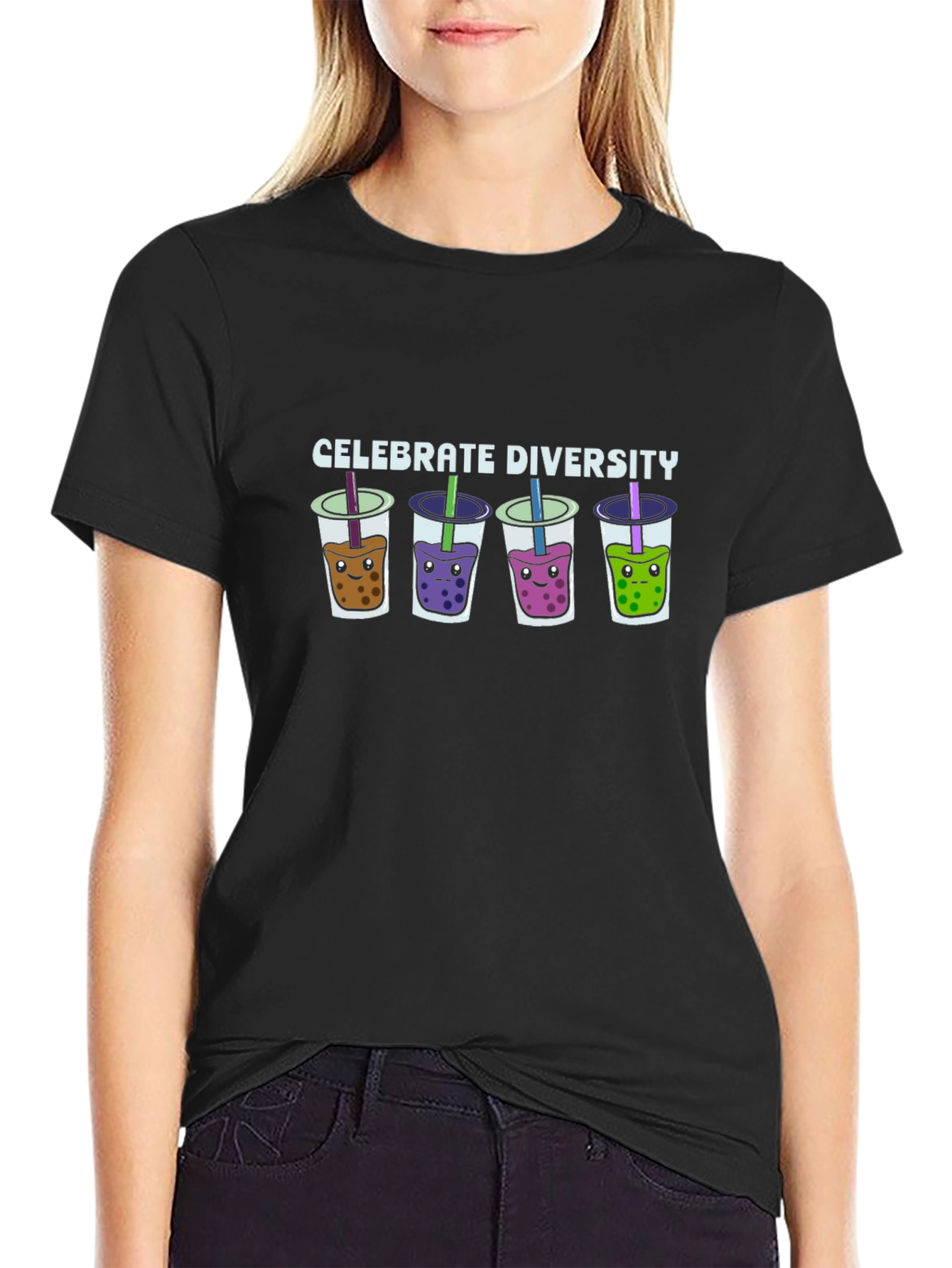 Celebrate Diversity Bubble Tea Graphic T-Shirt