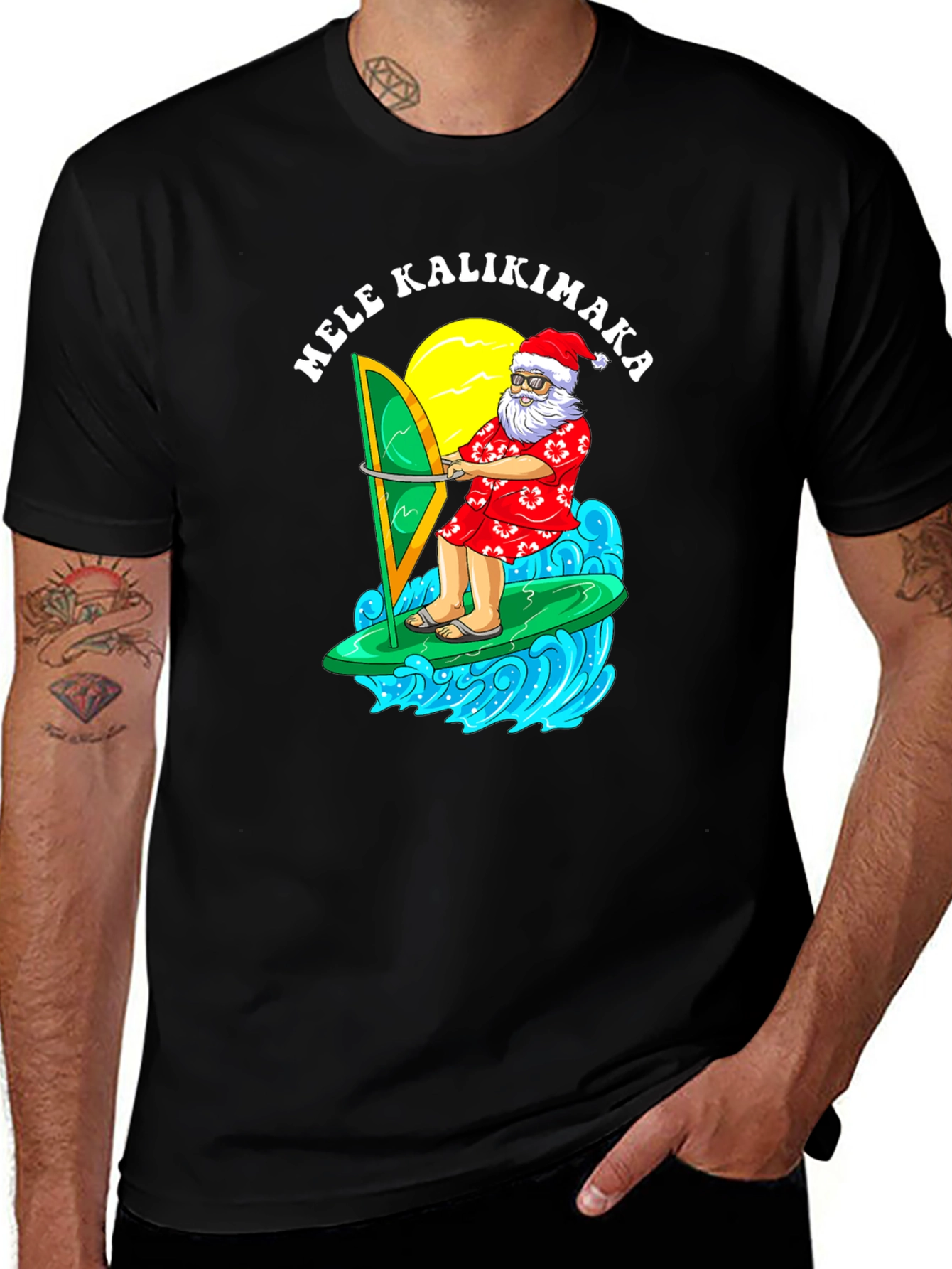 Mele Kalikimaka Santa Surfing T-Shirt