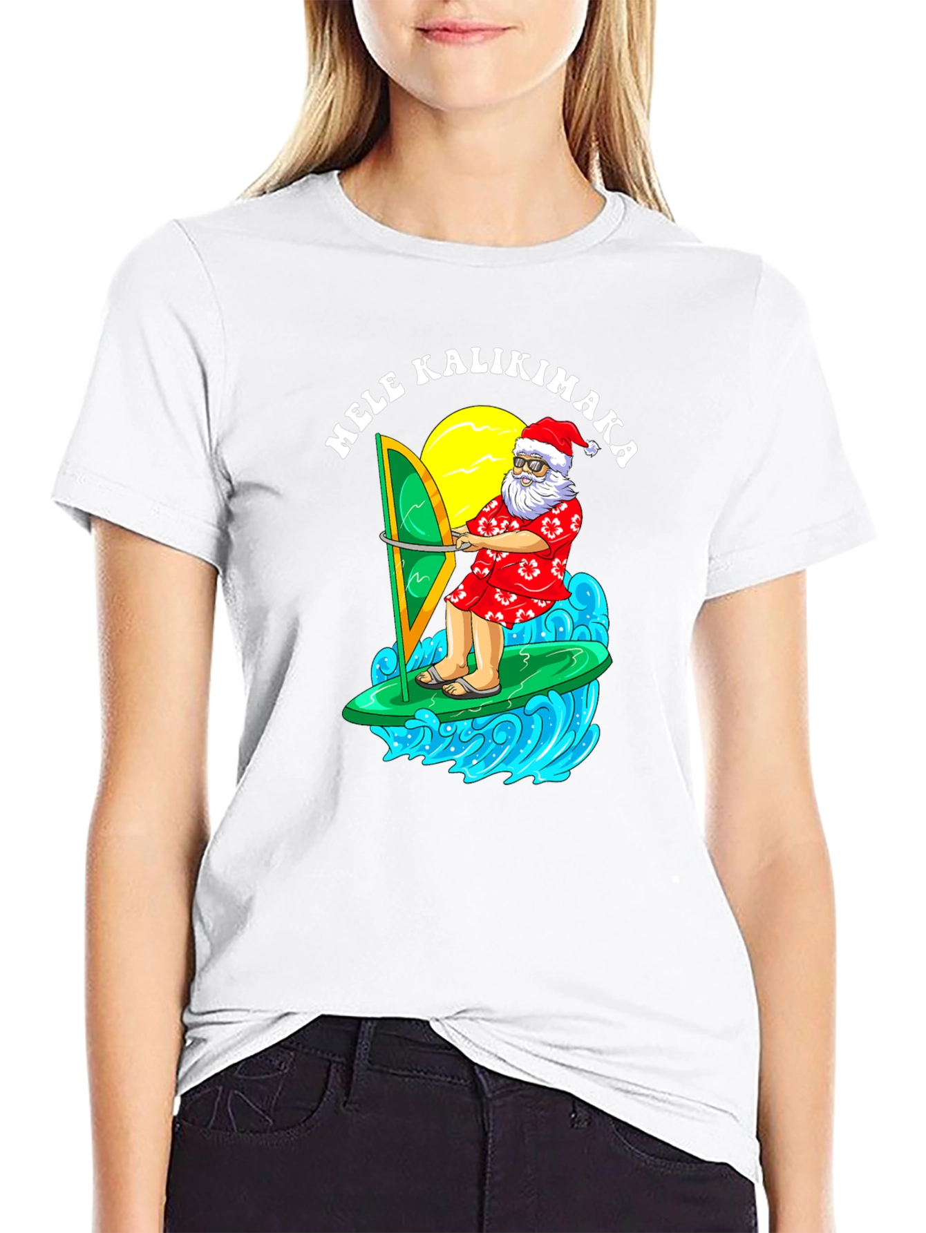 Mele Kalikimaka Santa Surfing T-Shirt