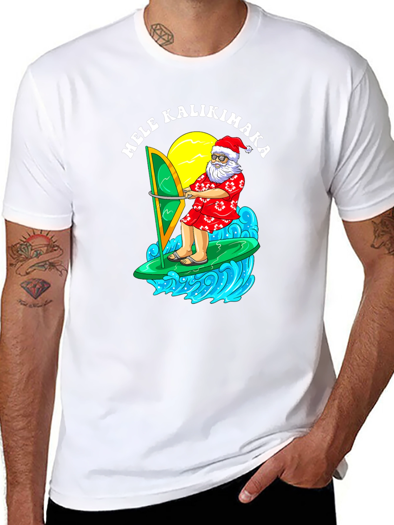 Mele Kalikimaka Santa Surfing T-Shirt