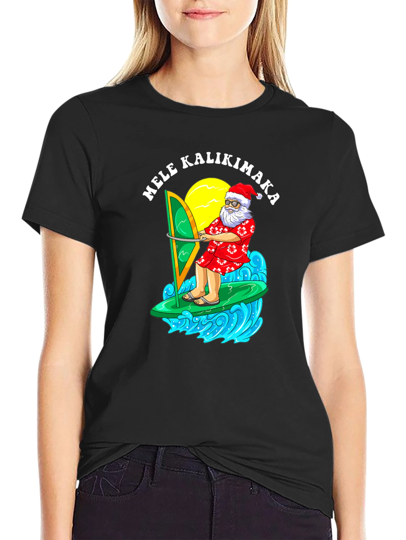 Mele Kalikimaka Santa Surfing T-Shirt