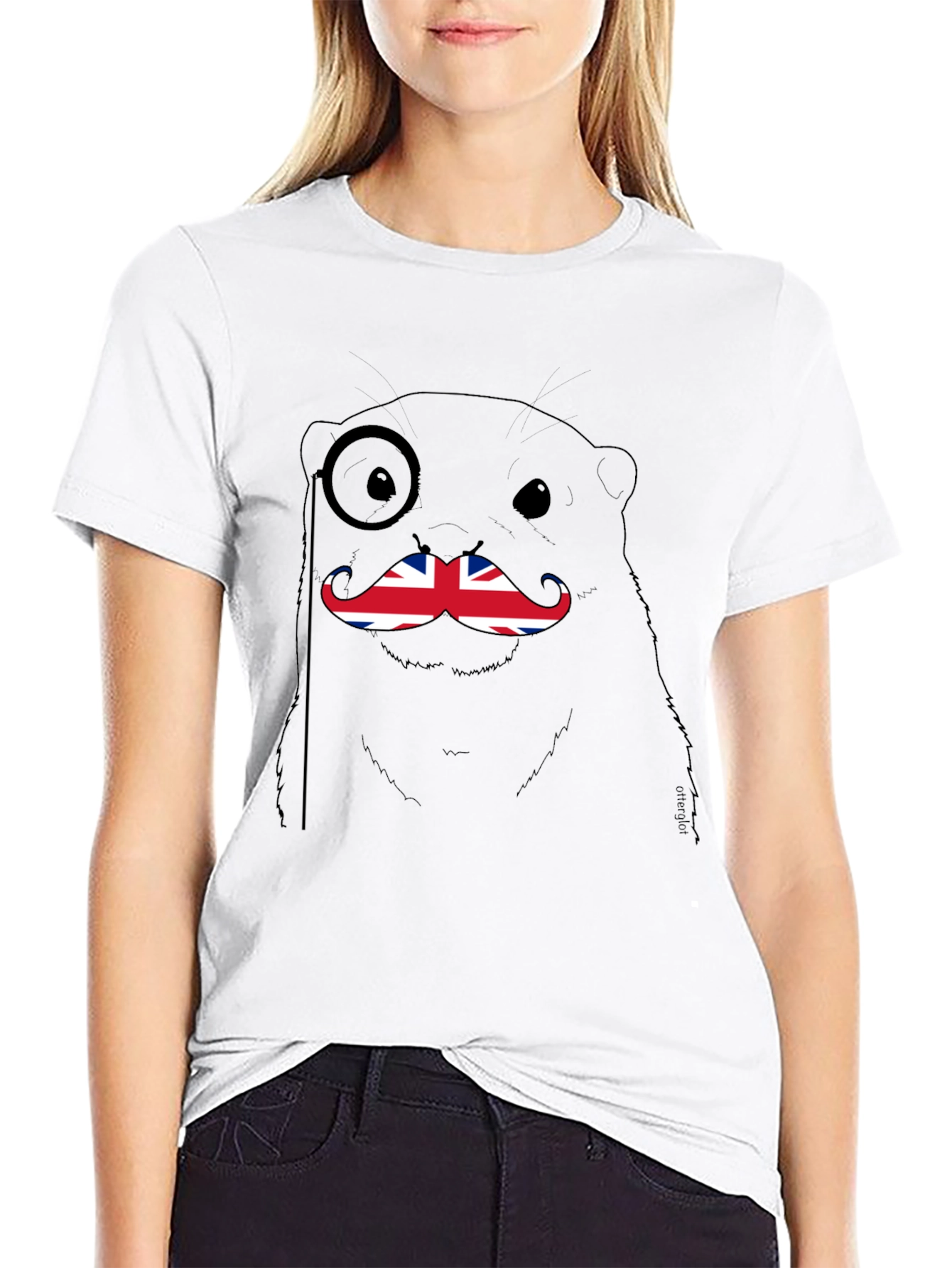British Otter T-Shirt - Funny Union Jack Mustache Tee