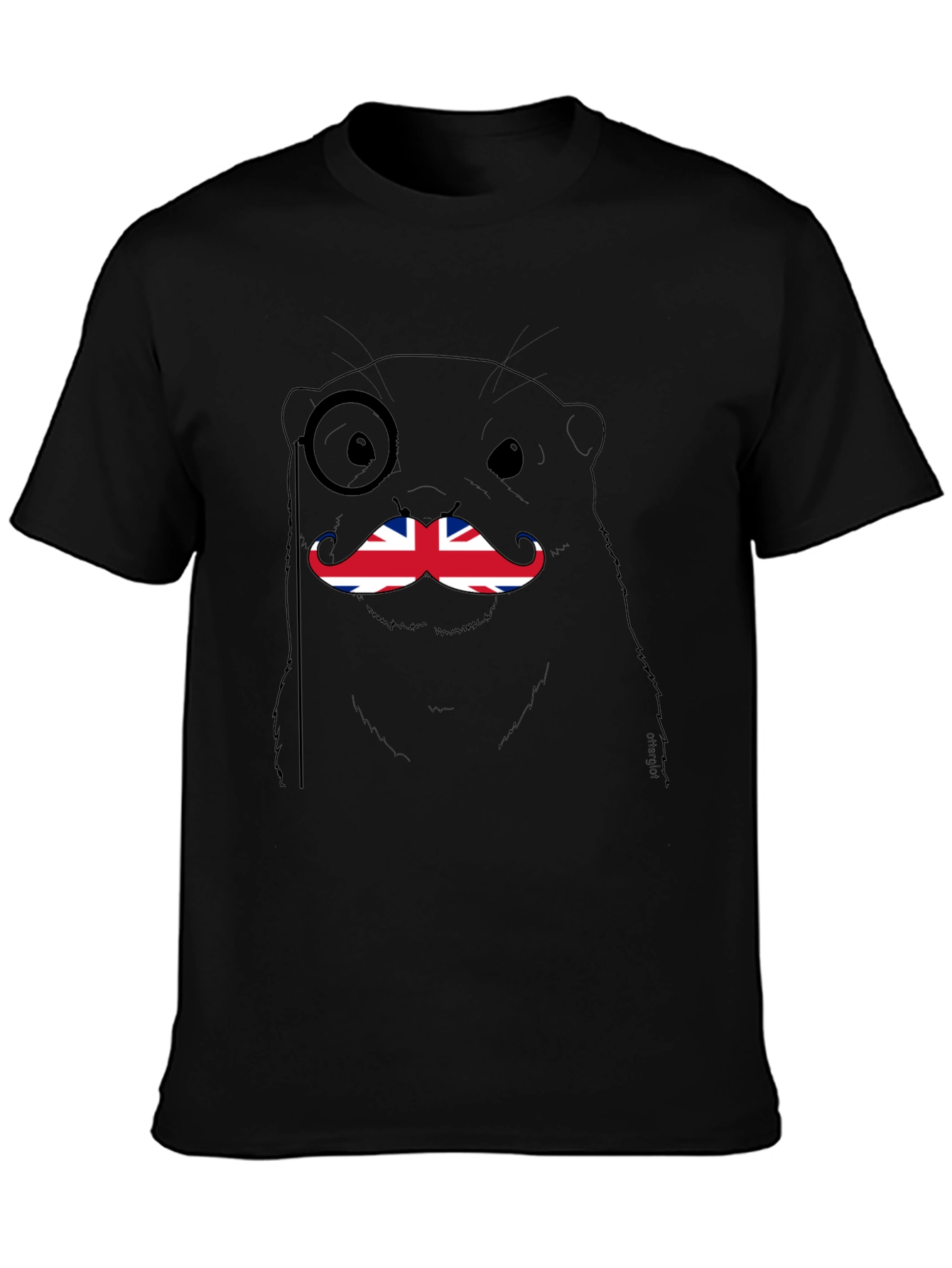 British Otter T-Shirt - Funny Union Jack Mustache Tee