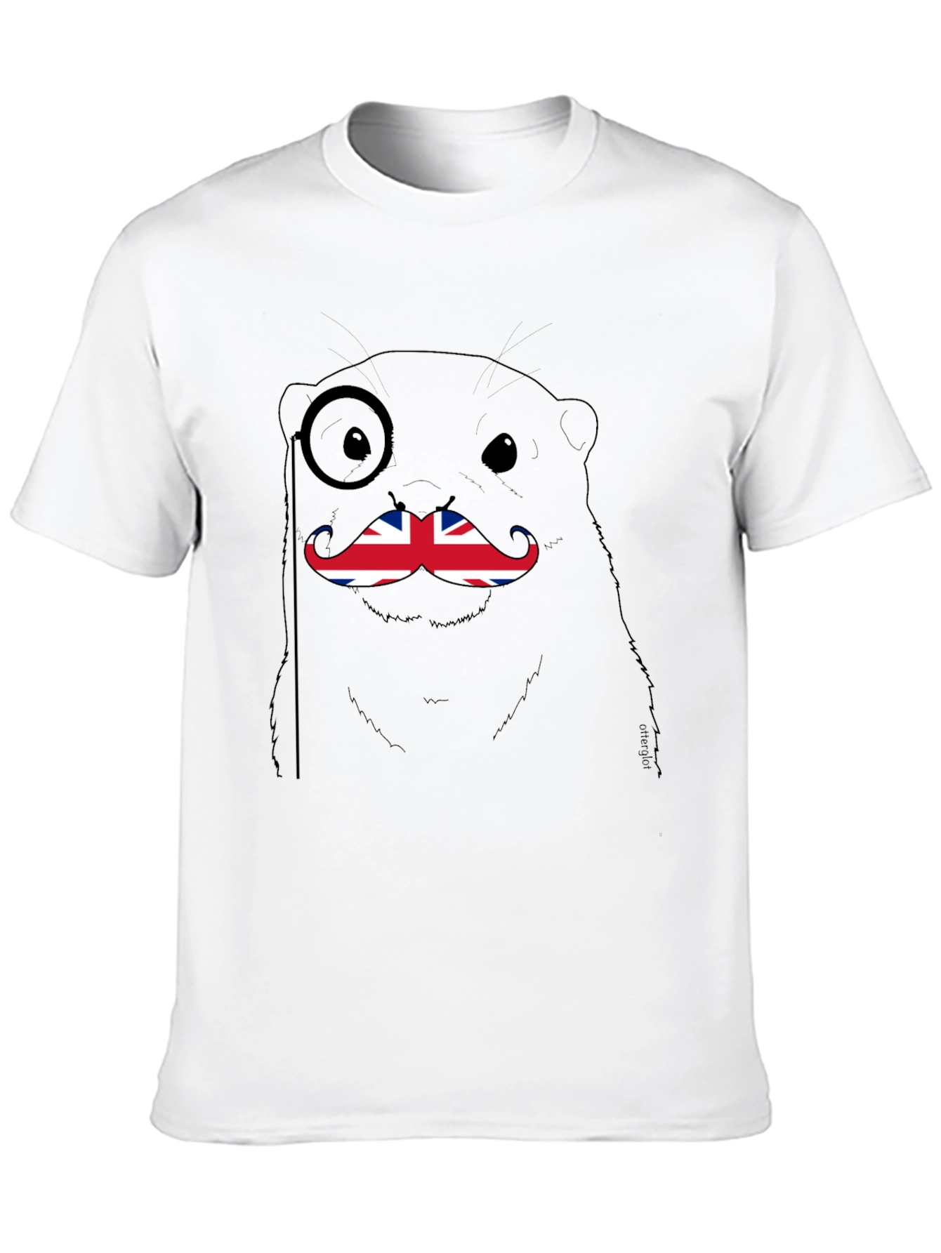 British Otter T-Shirt - Funny Union Jack Mustache Tee