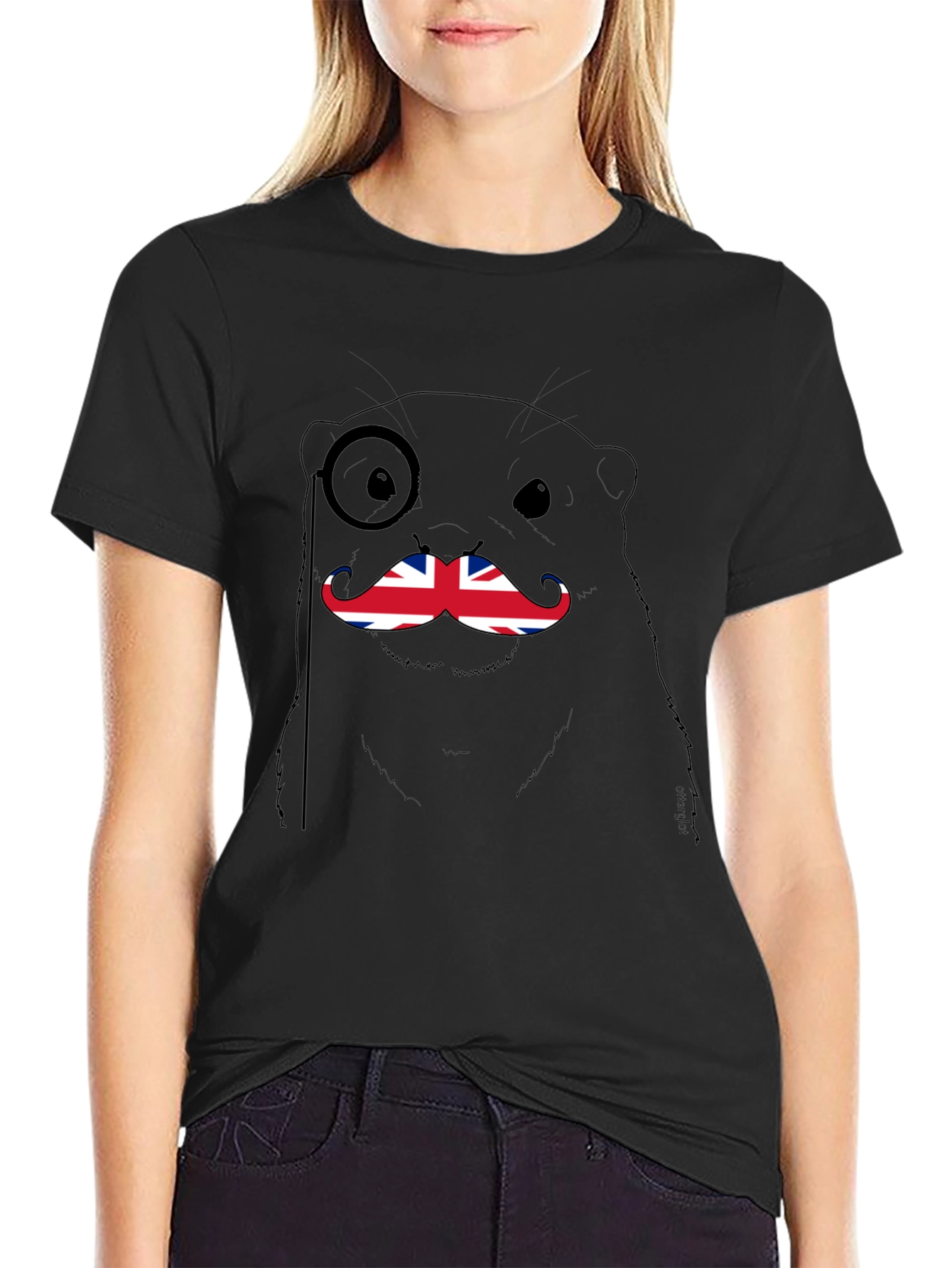 British Otter T-Shirt - Funny Union Jack Mustache Tee