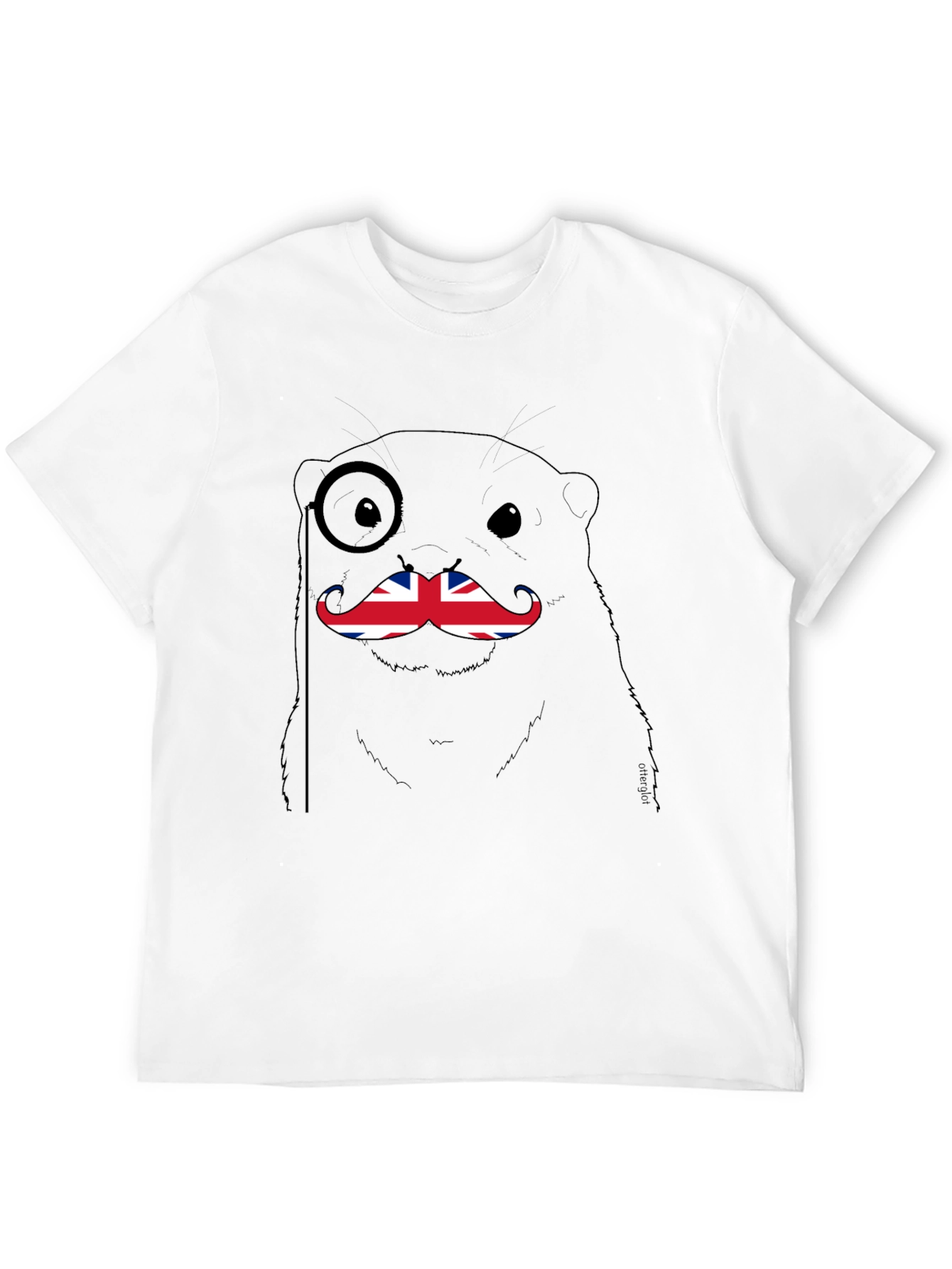 British Otter T-Shirt - Funny Union Jack Mustache Tee