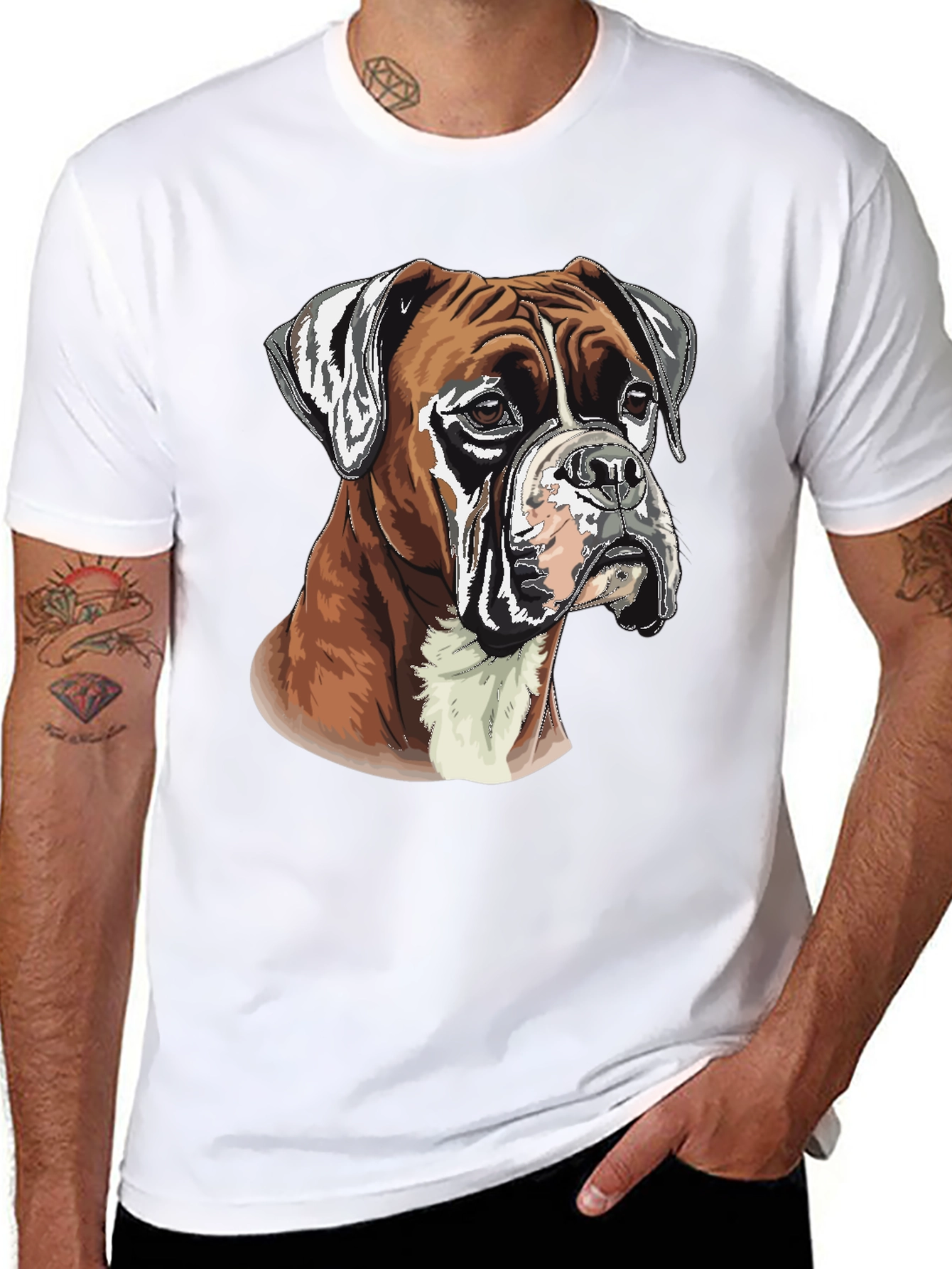 Boxer Dog Graphic Tee - Mens Black T-Shirt