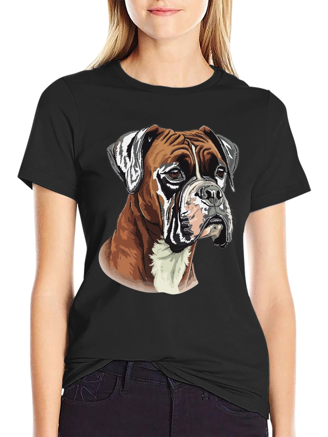 Boxer Dog Graphic Tee - Mens Black T-Shirt