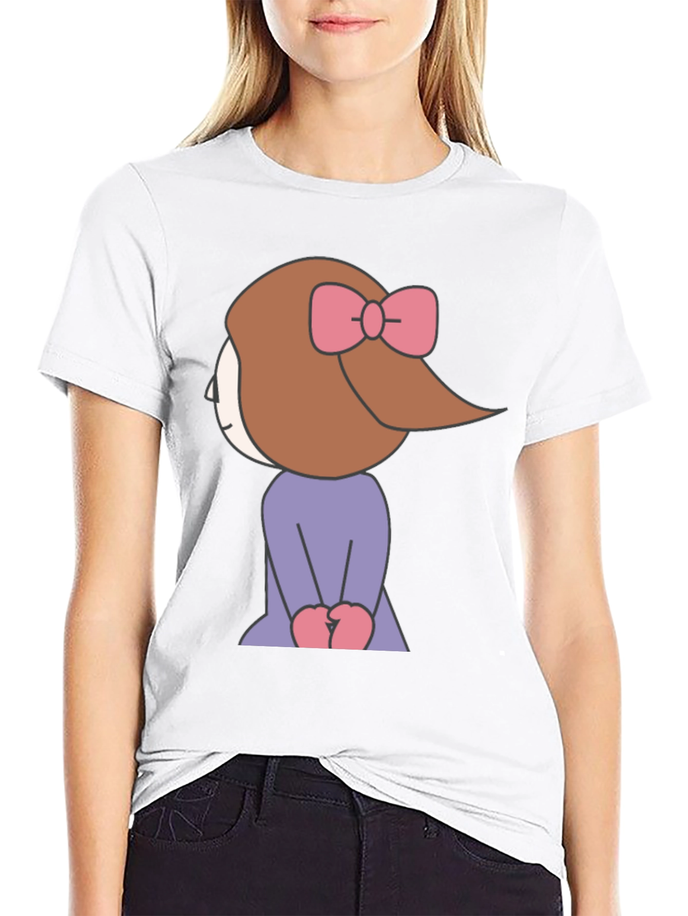 Cartoon Girl Graphic Tee - Black Unisex T-Shirt