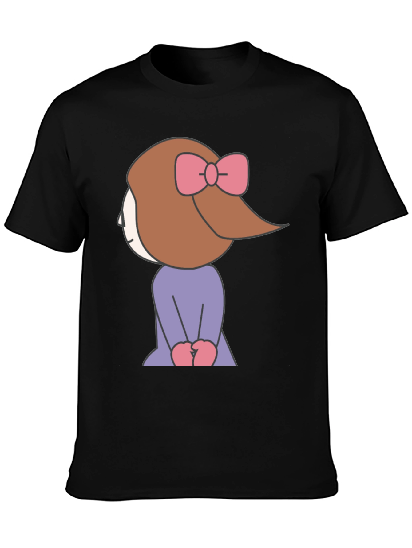 Cartoon Girl Graphic Tee - Black Unisex T-Shirt