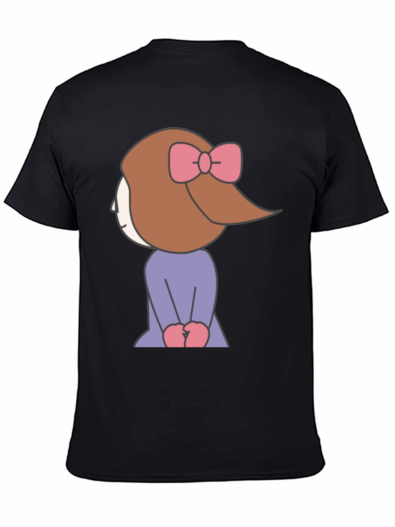 Cartoon Girl Graphic Tee - Black Unisex T-Shirt