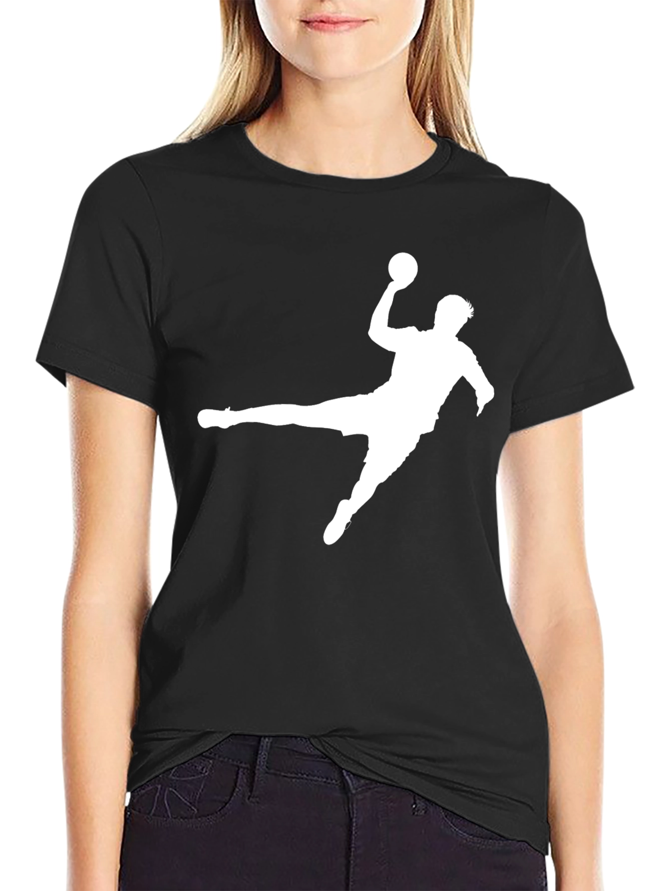 Handball Player Graphic T-Shirt - Black