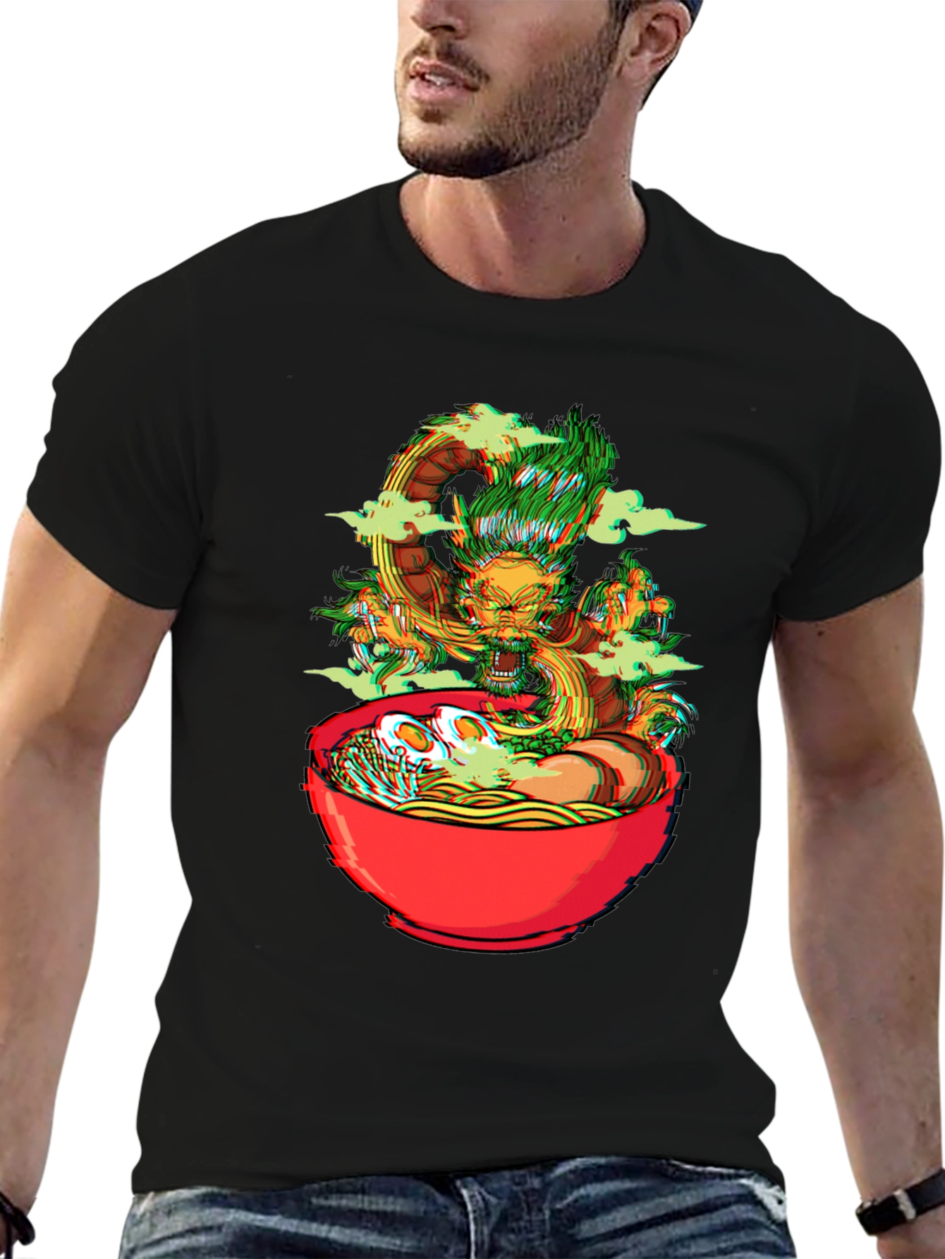 Dragon Ramen Graphic Tee - Black Cotton T-Shirt