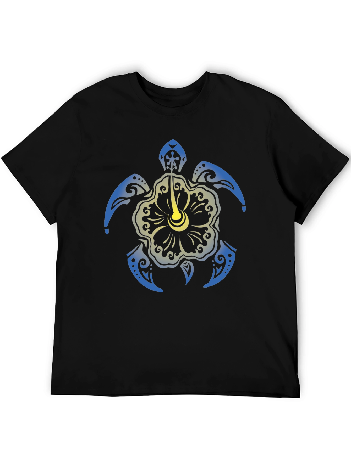 Turtle Hibiscus Graphic Tee - Black