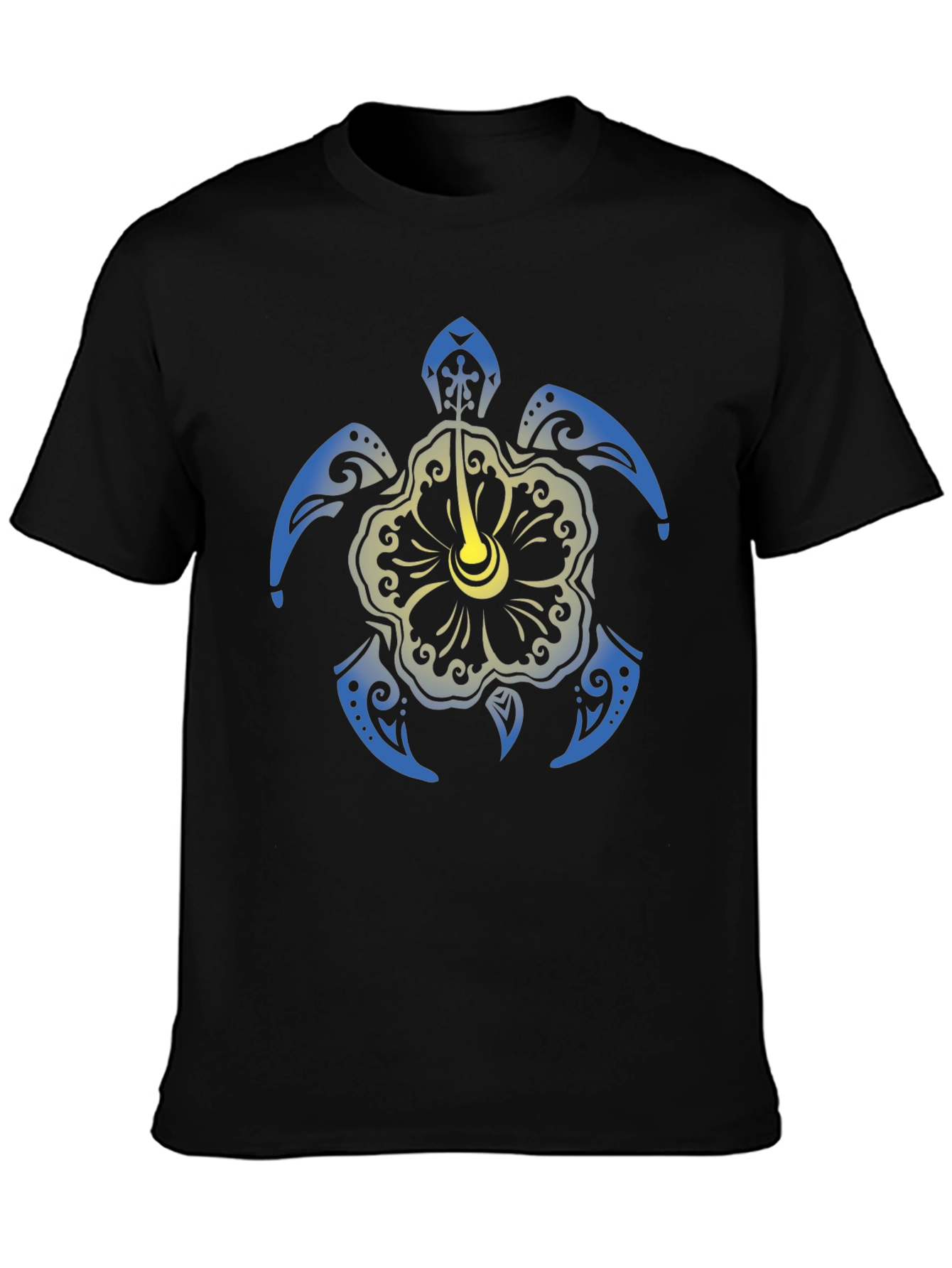 Turtle Hibiscus Graphic Tee - Black