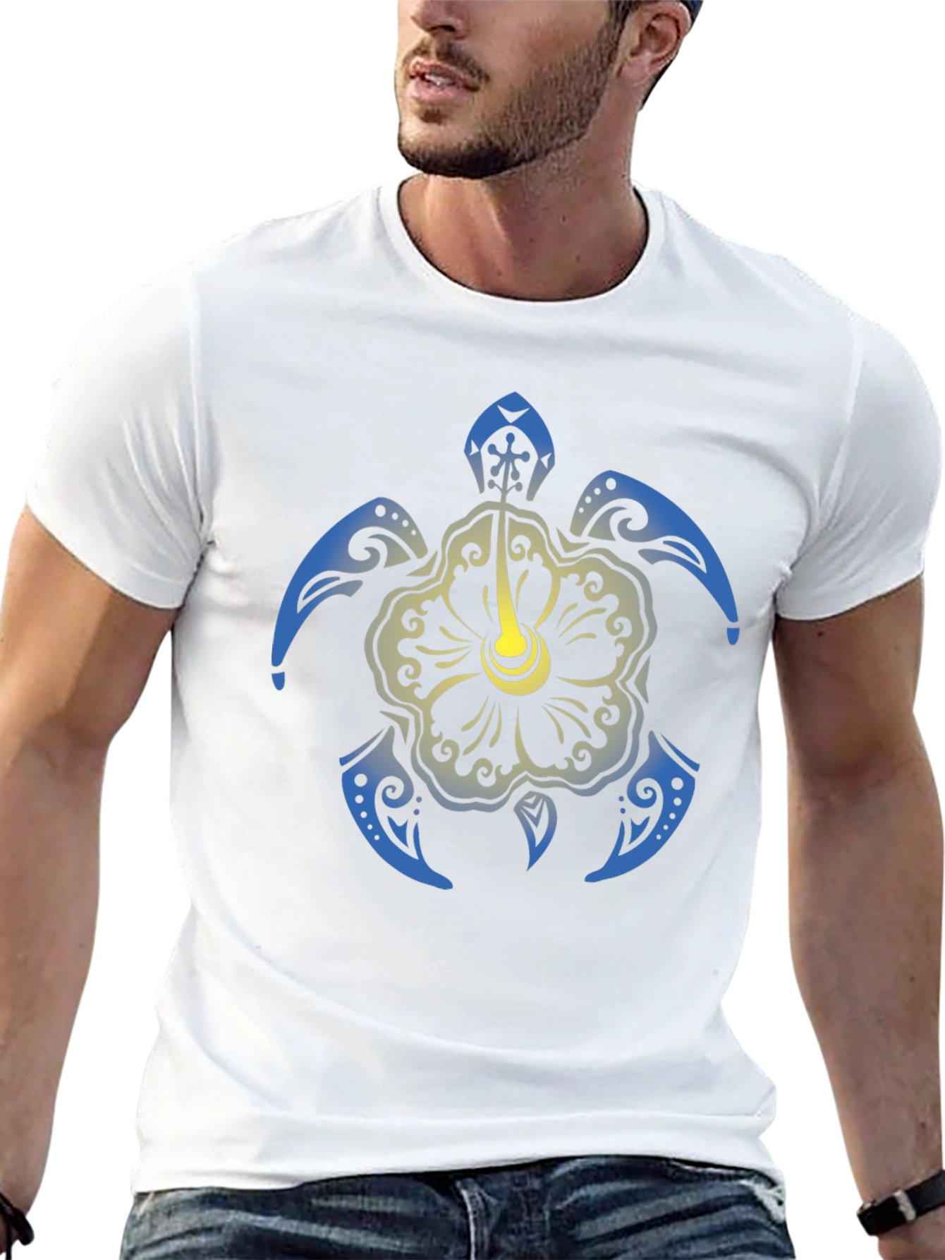 Turtle Hibiscus Graphic Tee - Black