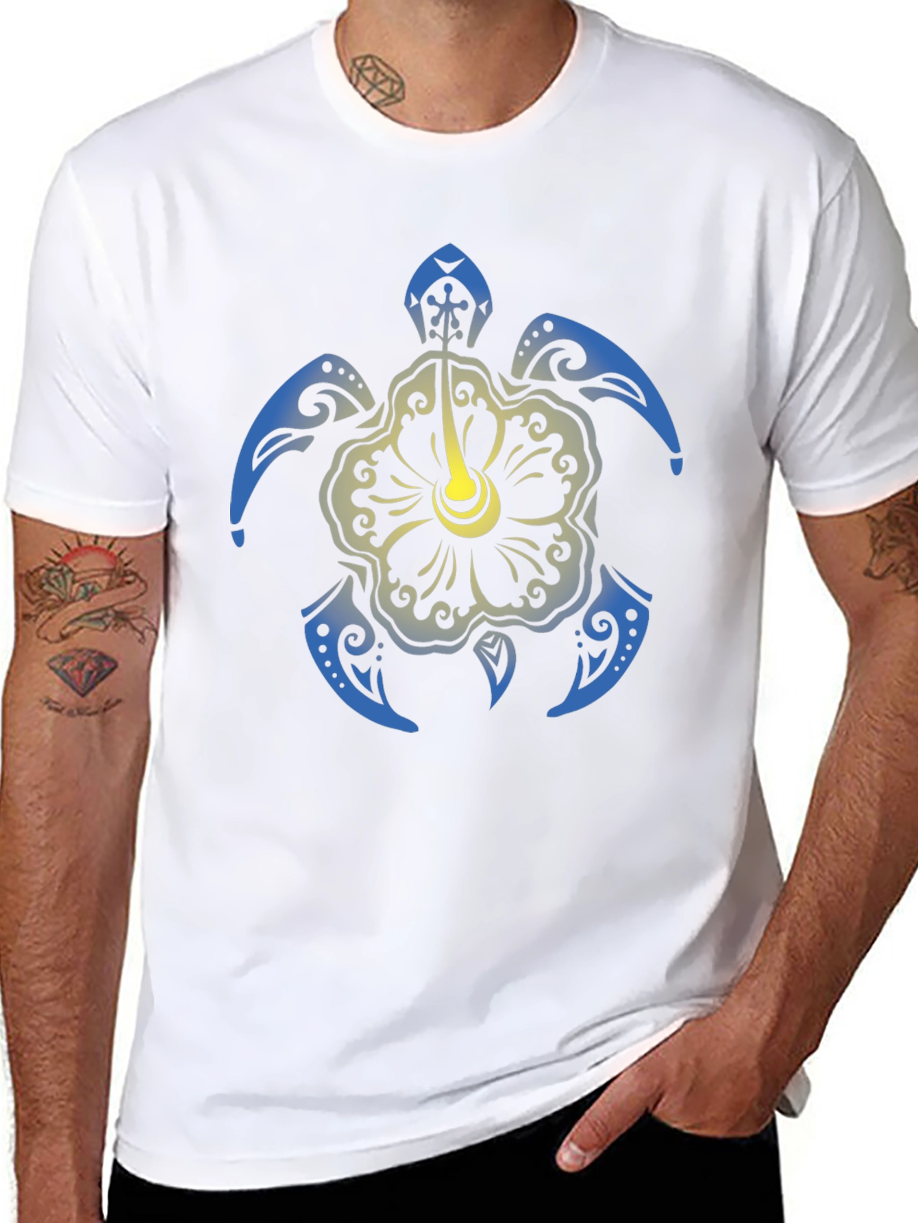 Turtle Hibiscus Graphic Tee - Black