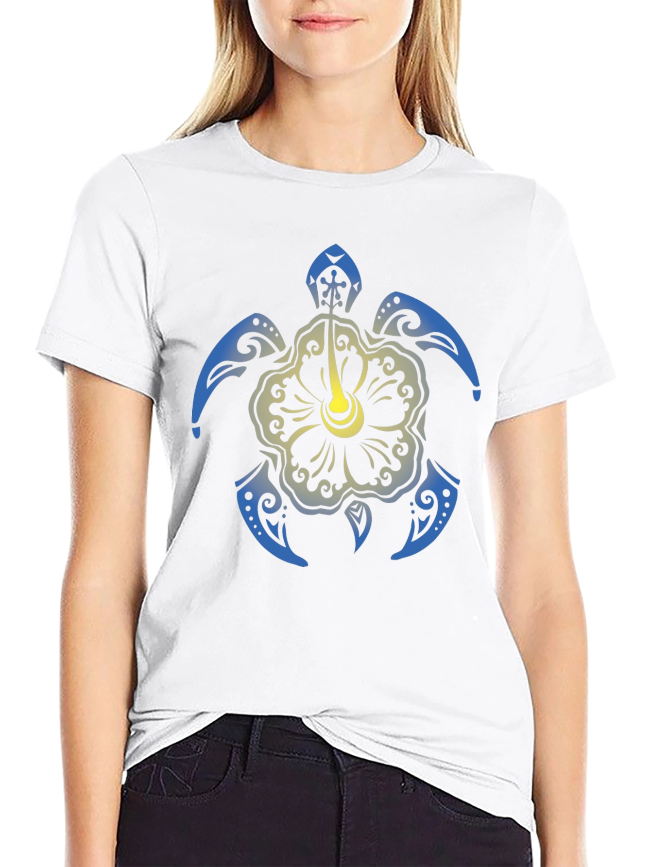 Turtle Hibiscus Graphic Tee - Black