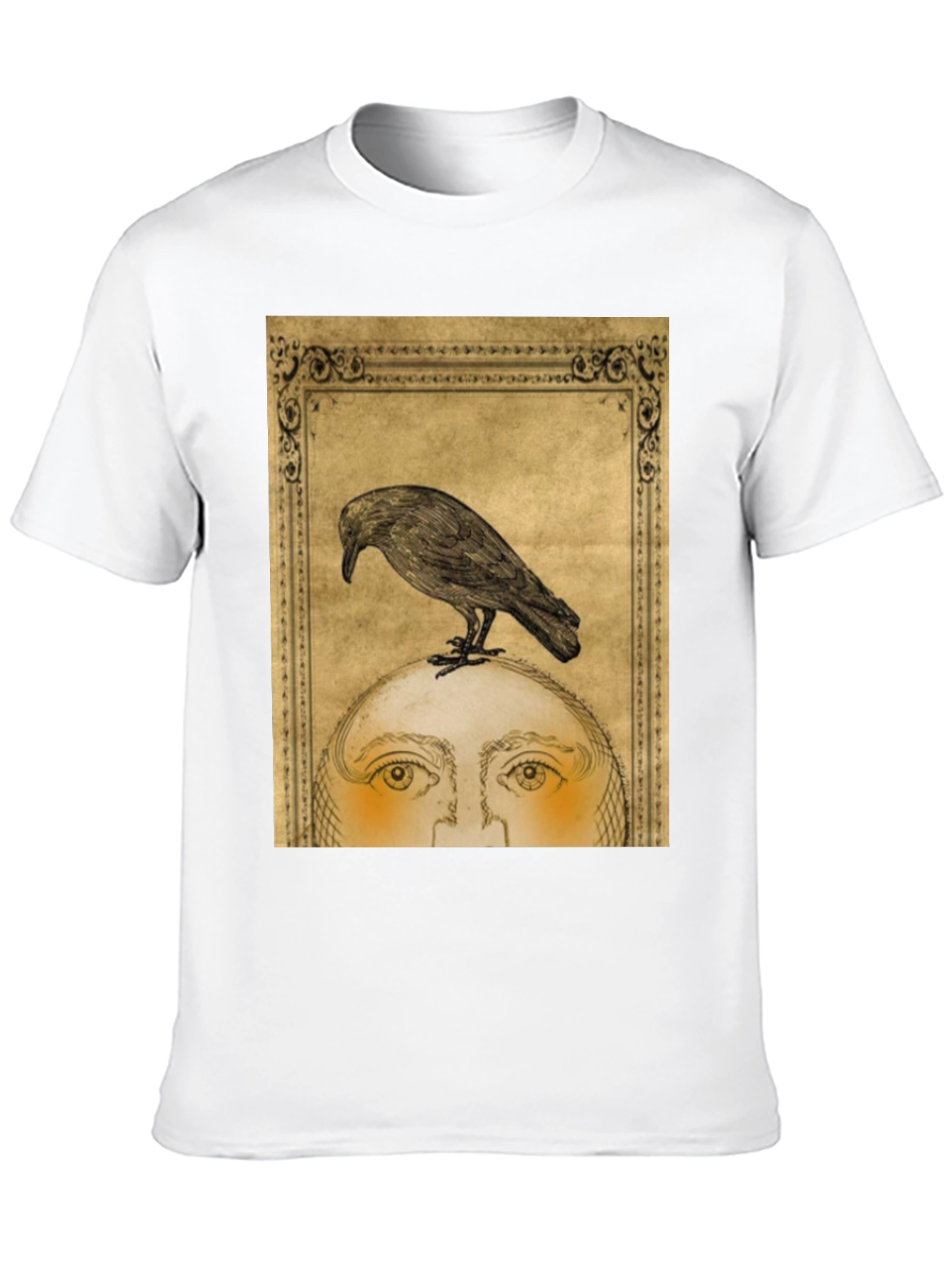 Raven Moon Face Graphic Black T-Shirt