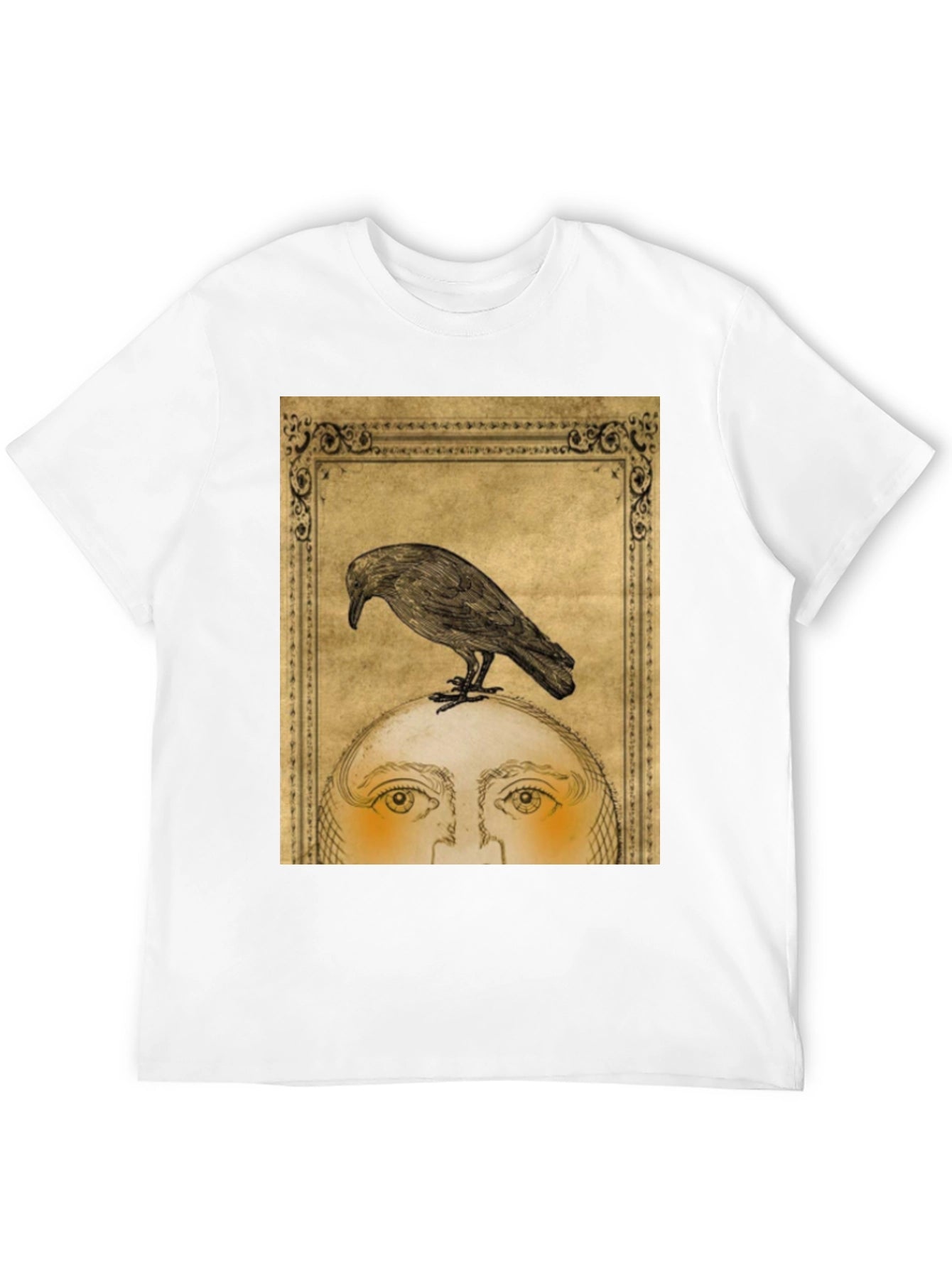 Raven Moon Face Graphic Black T-Shirt