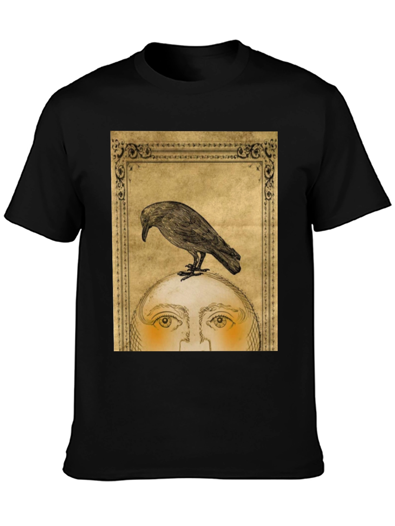 Raven Moon Face Graphic Black T-Shirt