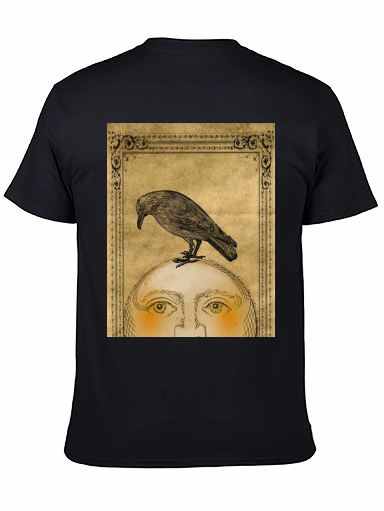 Raven Moon Face Graphic Black T-Shirt