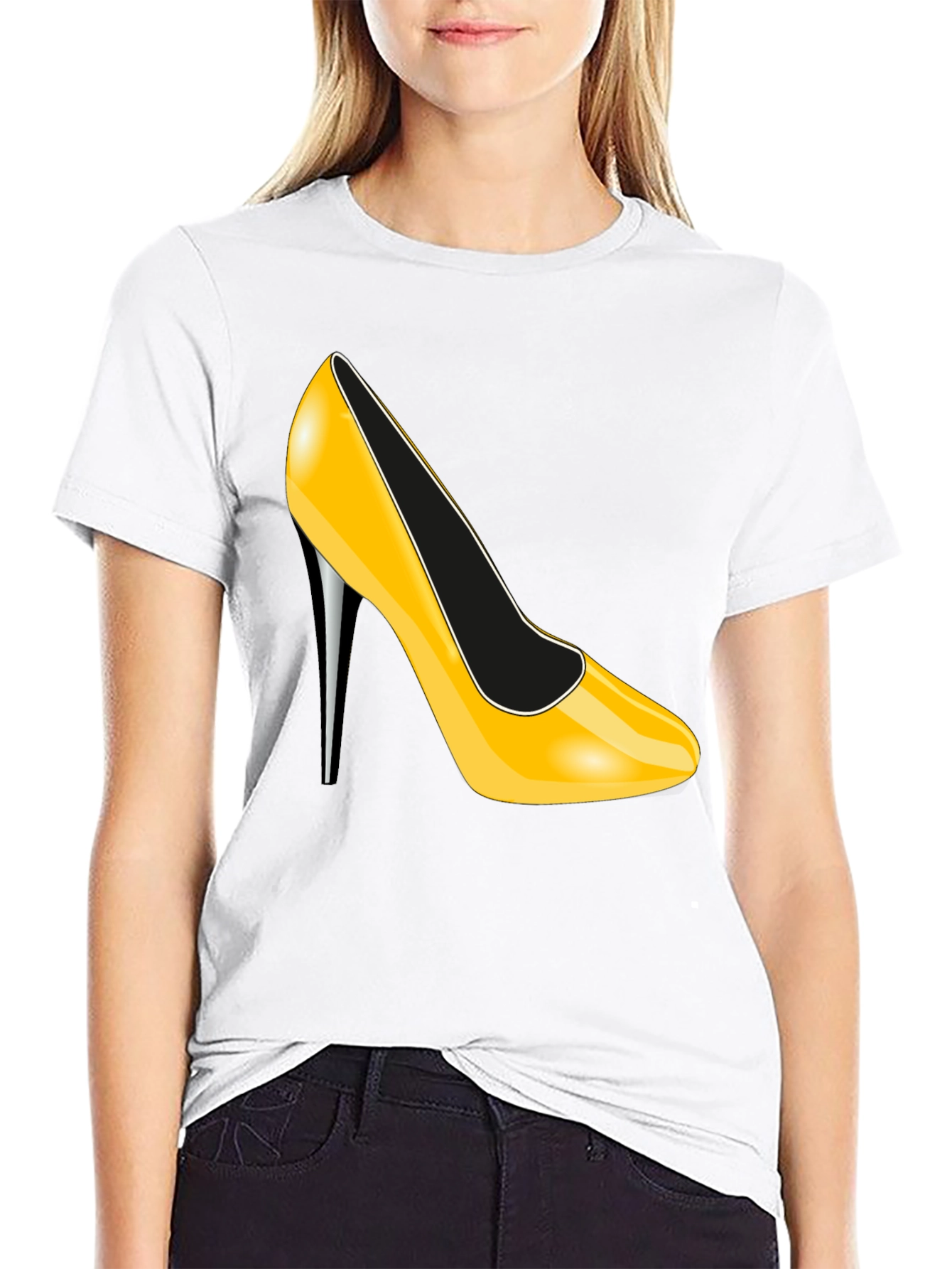 High Heel Graphic T-Shirt - Stylish Black Tee