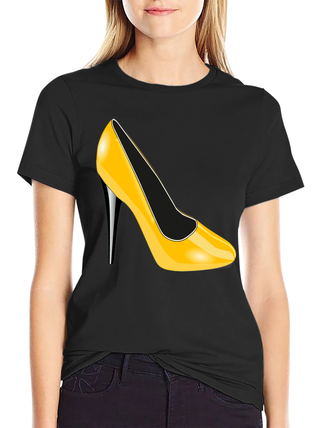 High Heel Graphic T-Shirt - Stylish Black Tee