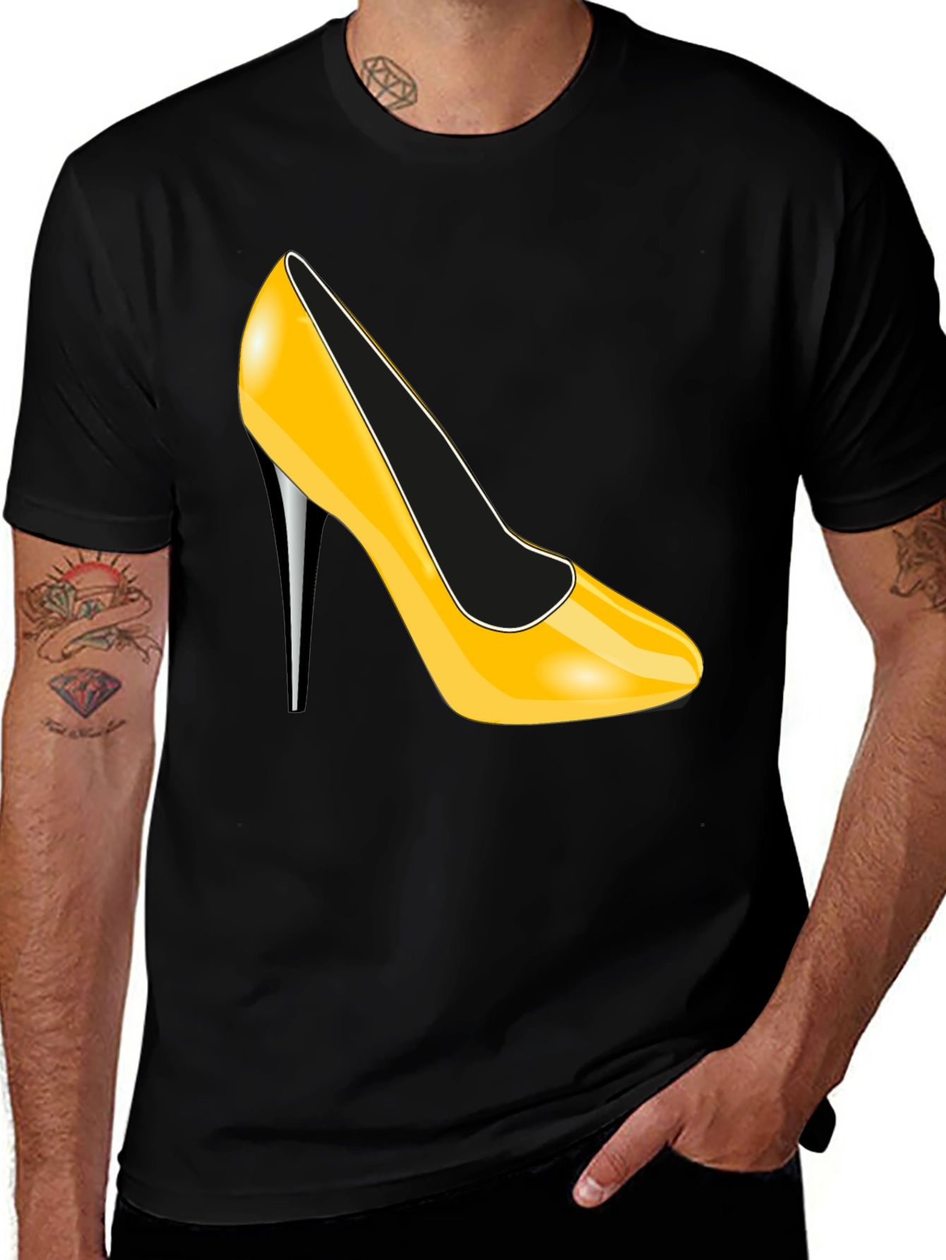 High Heel Graphic T-Shirt - Stylish Black Tee