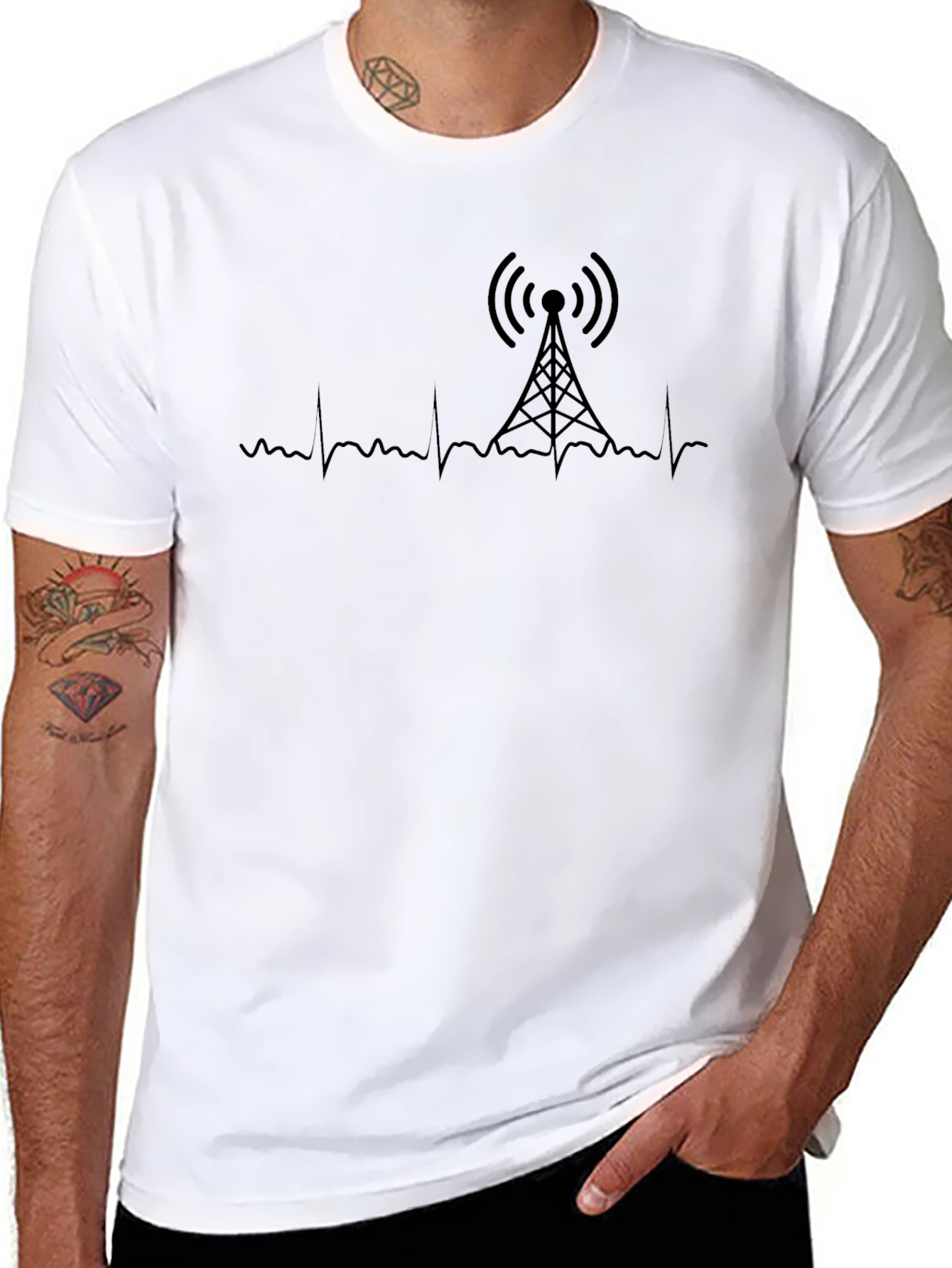Antenna Tower Heartbeat T-Shirt - Stylish Graphic Tee