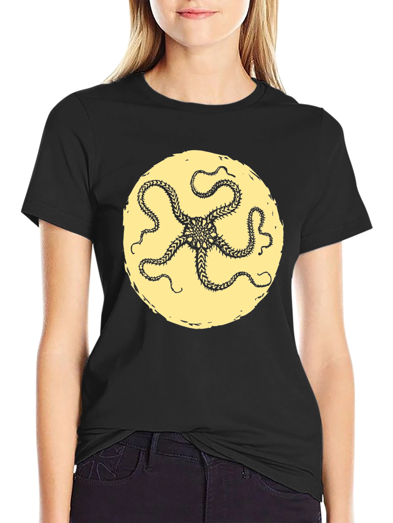 Black T-Shirt with Starfish Graphic