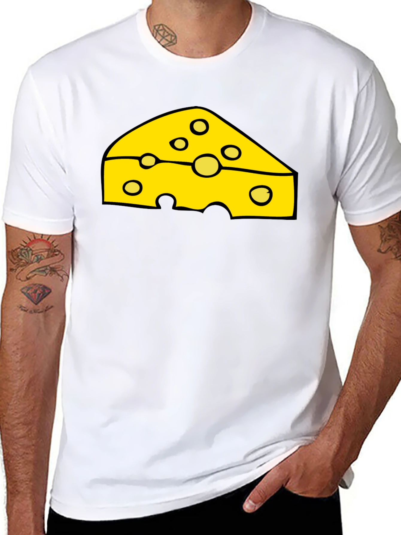 Cheese Slice Graphic Black T-Shirt