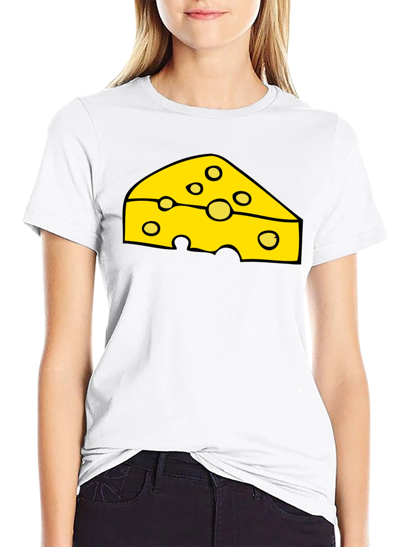 Cheese Slice Graphic Black T-Shirt