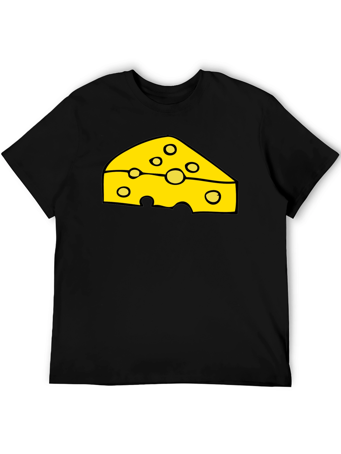 Cheese Slice Graphic Black T-Shirt