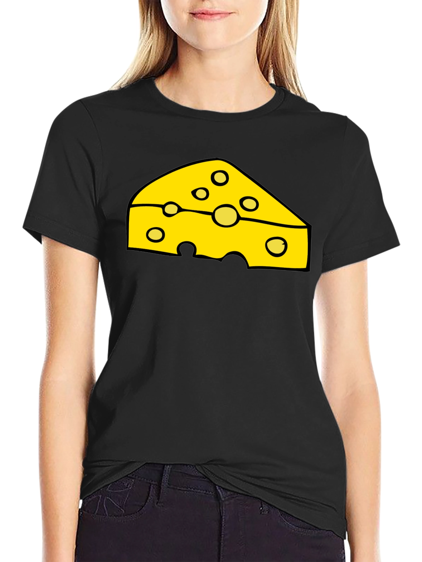 Cheese Slice Graphic Black T-Shirt