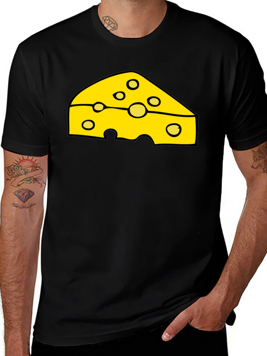 Cheese Slice Graphic Black T-Shirt